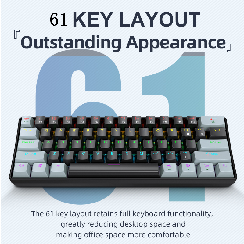 K61 Wired Mechanical Gaming Ke - đánh giá và giá Keyboard Gaming Blue Switch